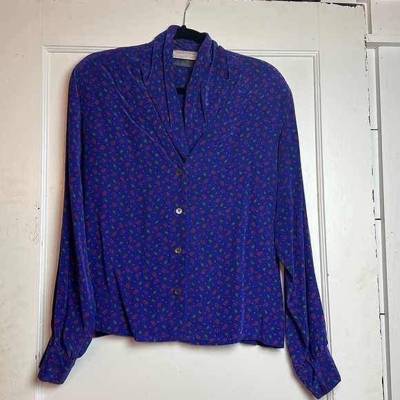 Vintage Liz Claiborne button down 100% silk blouse - Picture 1 of 11